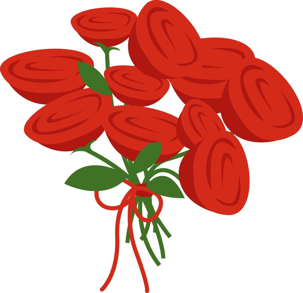 Red flowers, illustration, vector on white background.