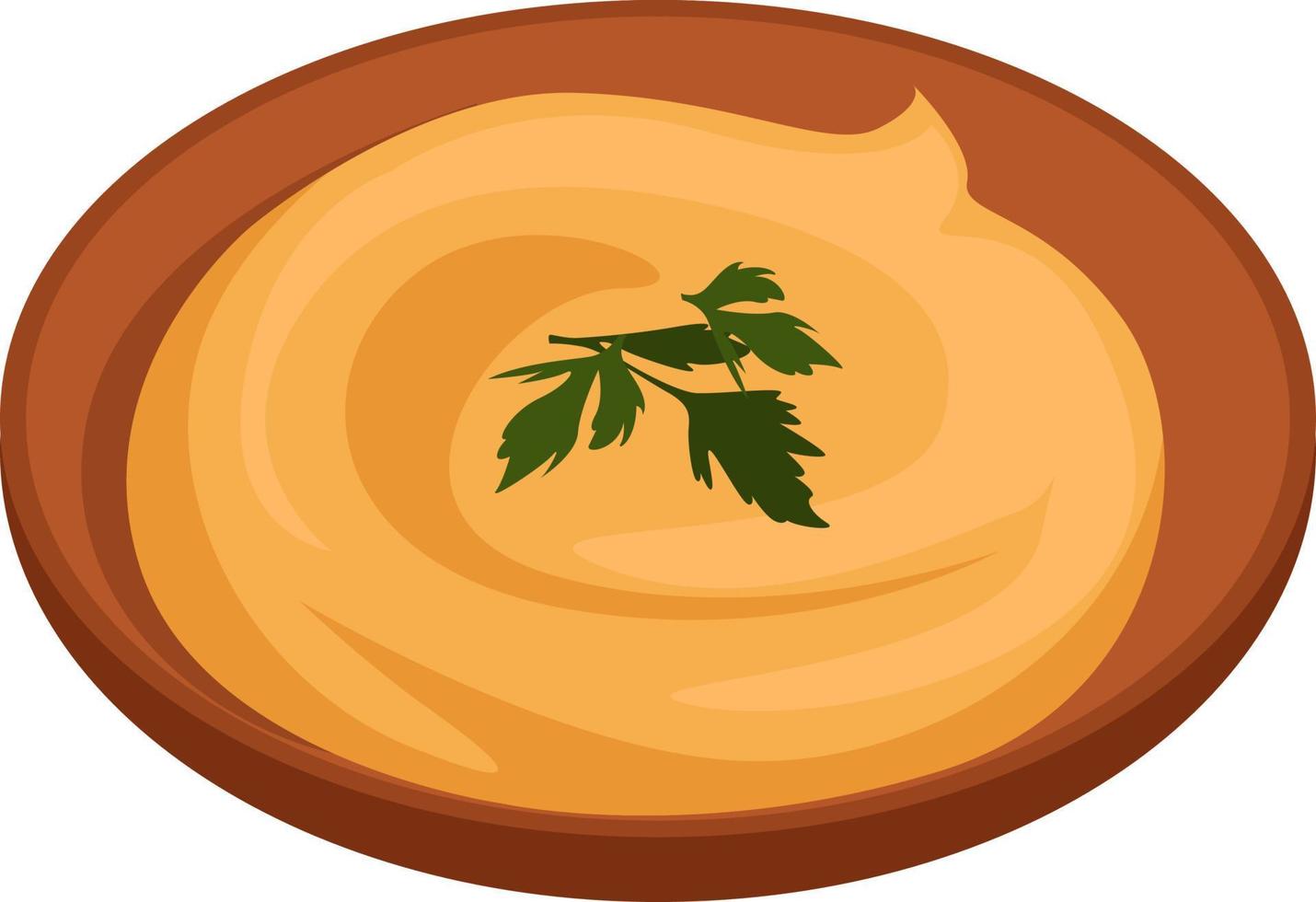 Tasty hummus, illustration, vector on white background.