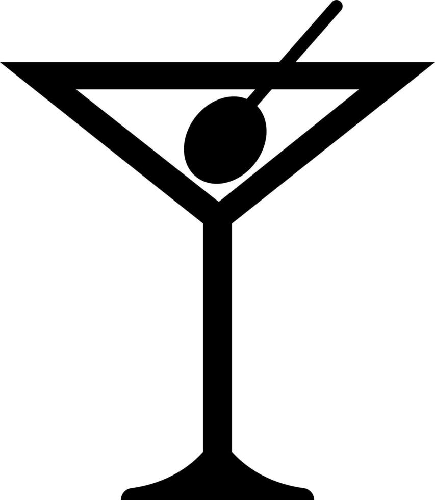 Martini coctail with olive, illustration, vector on a white background