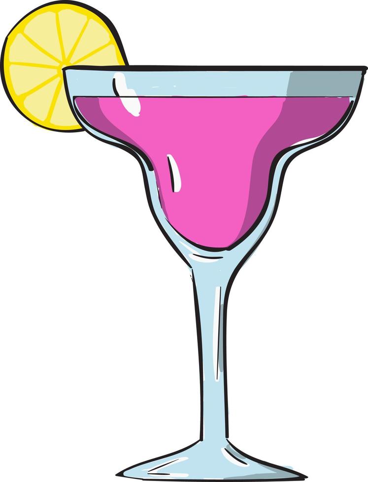 Pink cocktail, illustration, vector on white background.