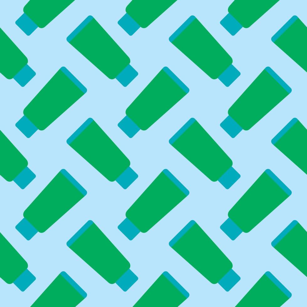 Green hand creeam,seamless pattern on blue background. vector