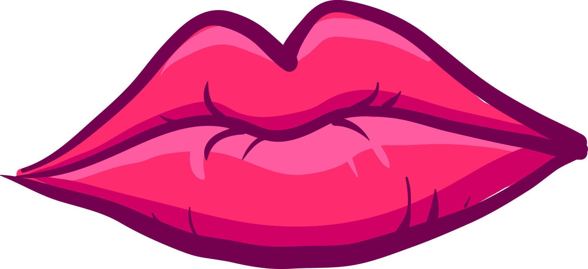 Pink lips, illustration, vector on white background.