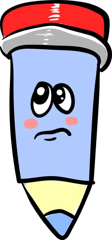 Sad fat pencil, illustration, vector on white background.