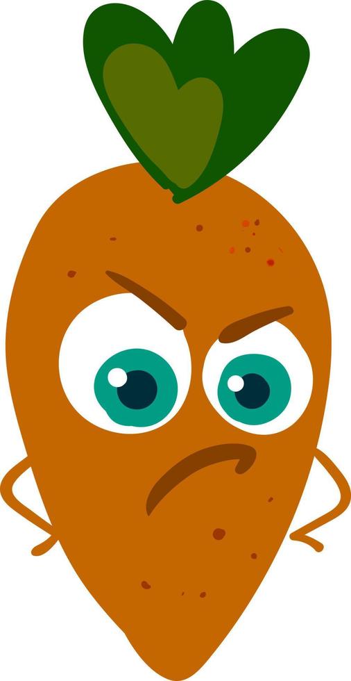 Angry carrot, illustration, vector on white background.
