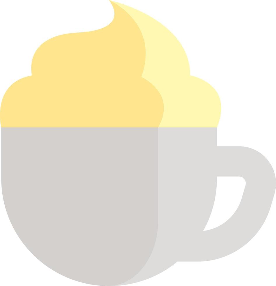 Hot coffee with cream, icon illustration, vector on white background