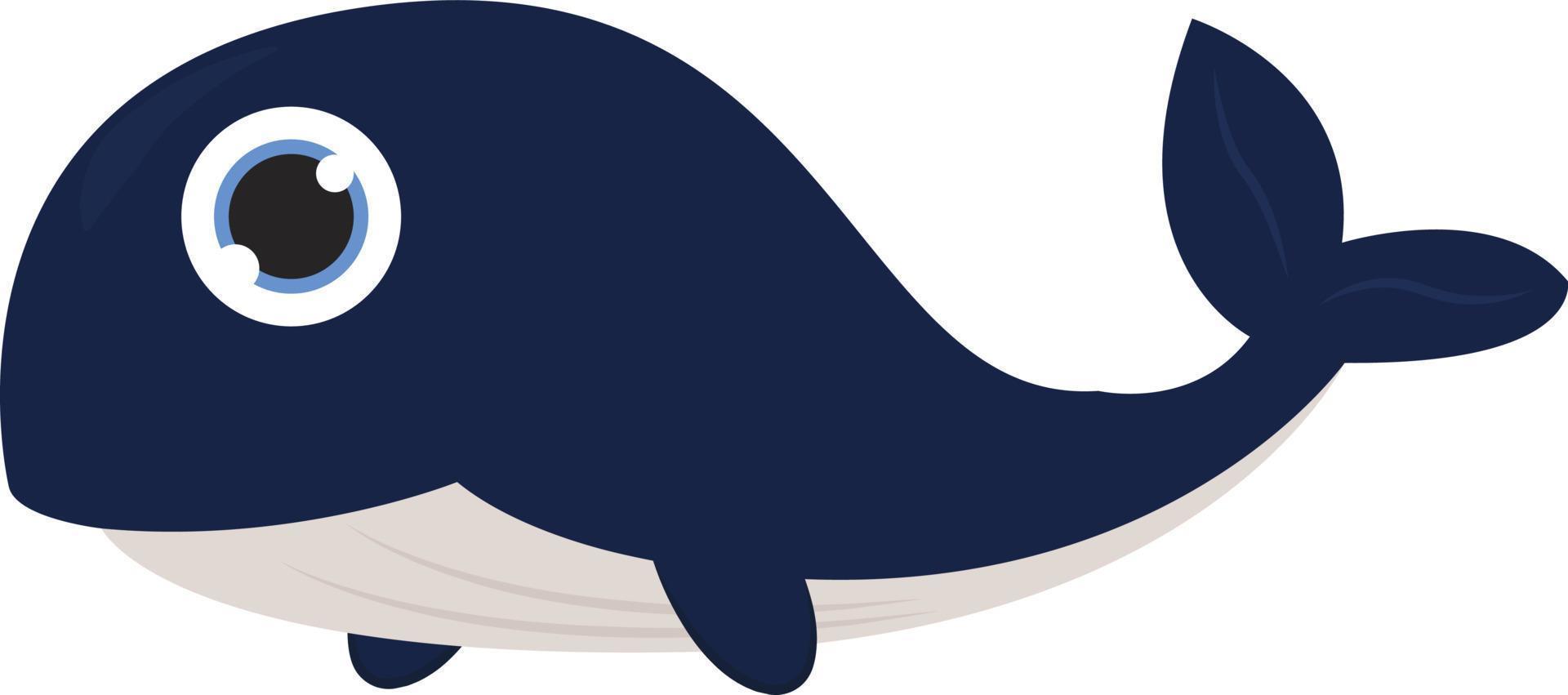 Big blue whale , illustration, vector on white background