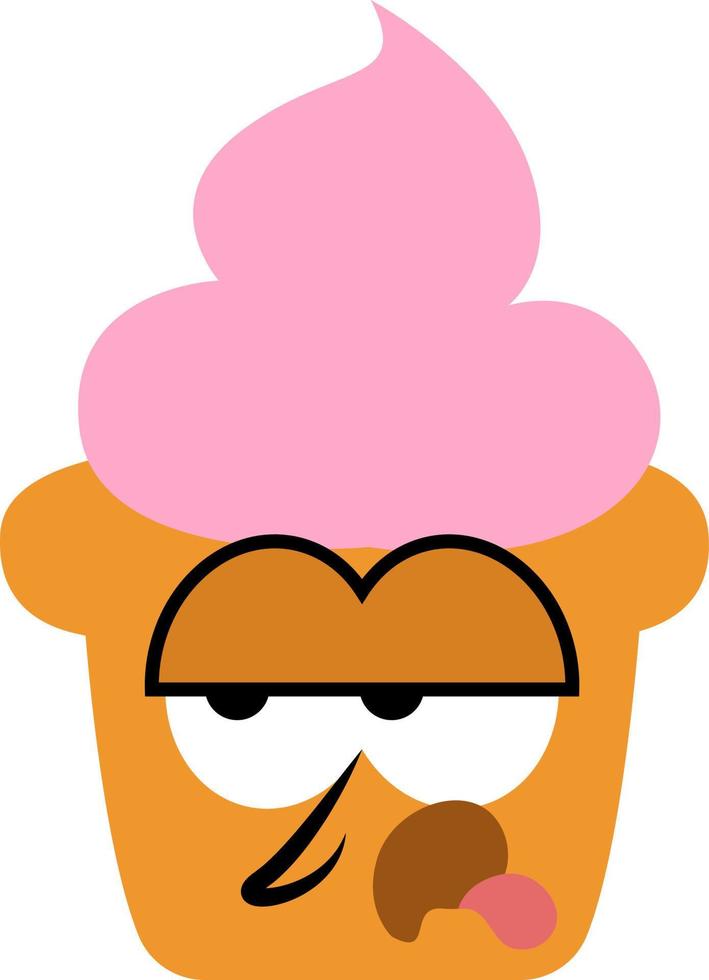 Tired cupcake, illustration, on a white background. vector
