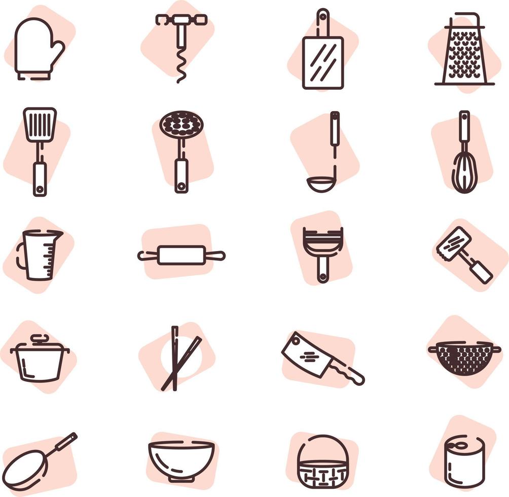 Kitchen utensils, illustration, vector on a white background.