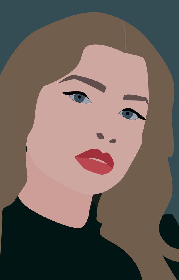 Girl with red lips, illustration, vector on white background.