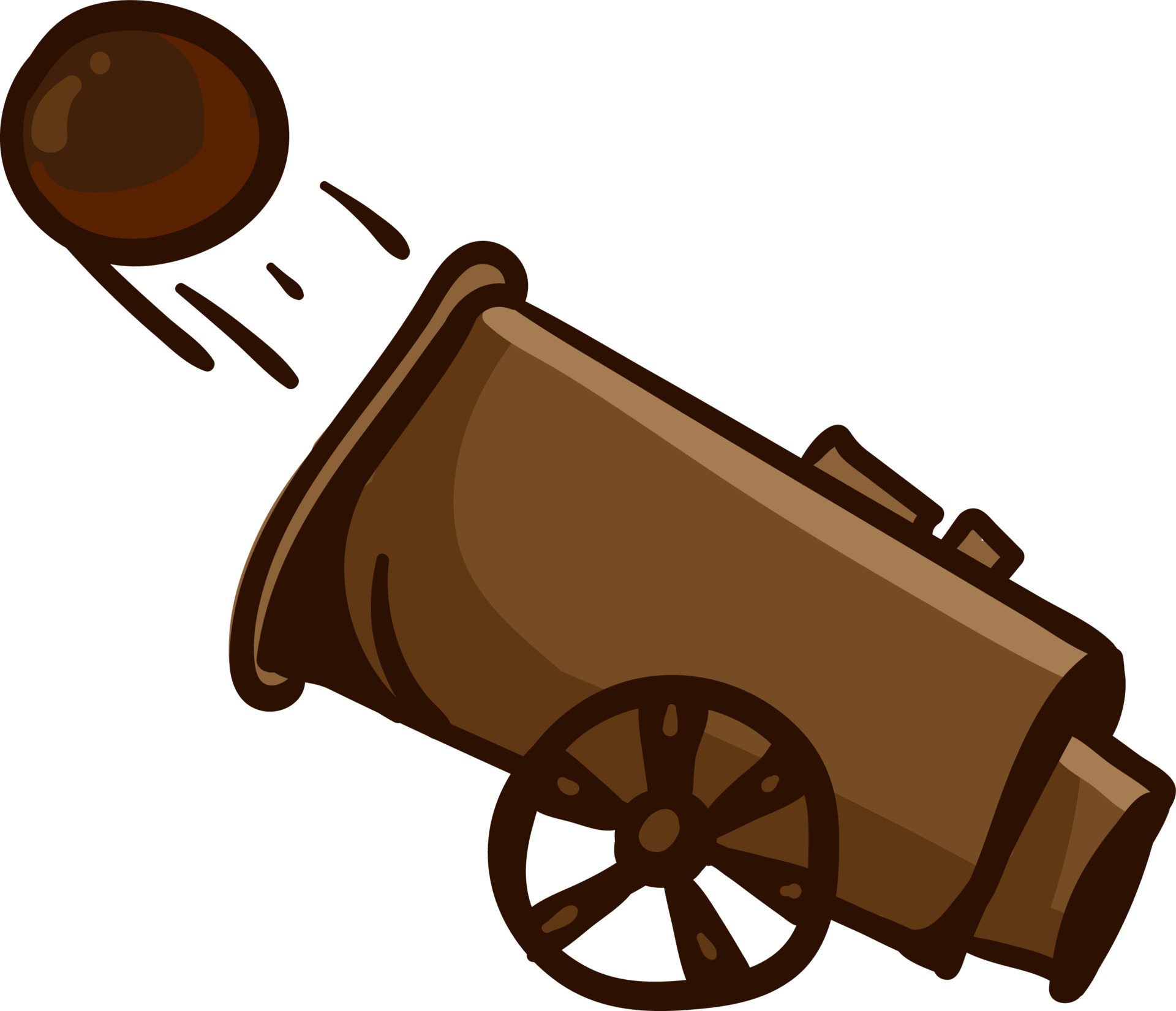 Cannon on a wheel, illustration, vector on white background 13719584