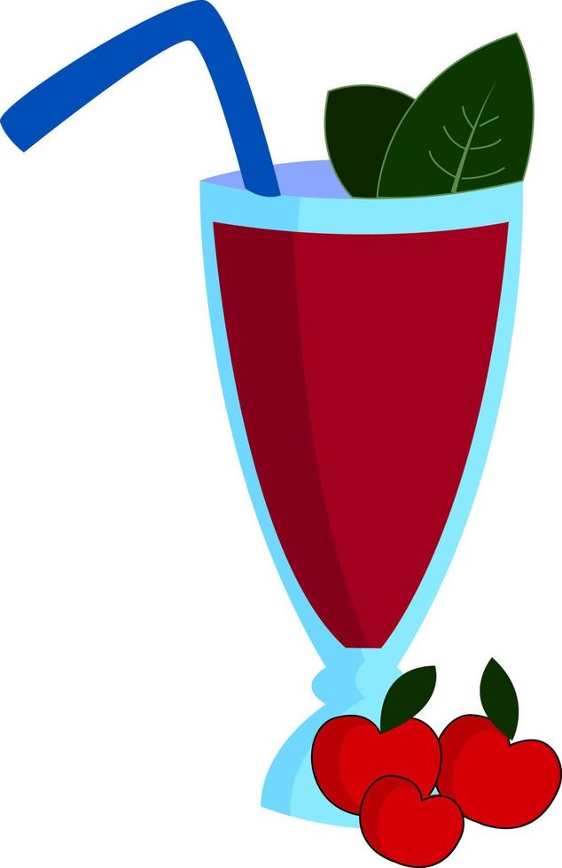 Jugo de cereza, ilustración, vector sobre fondo blanco.