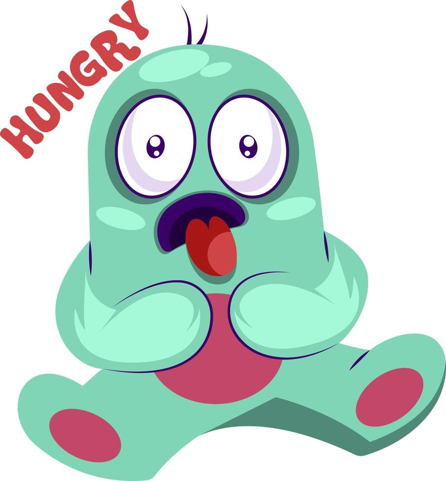 Hungry blue monster vector illustration on a white background