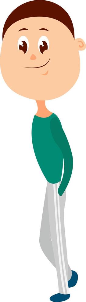 Boy with sweatpants, illustration, vector on white background.