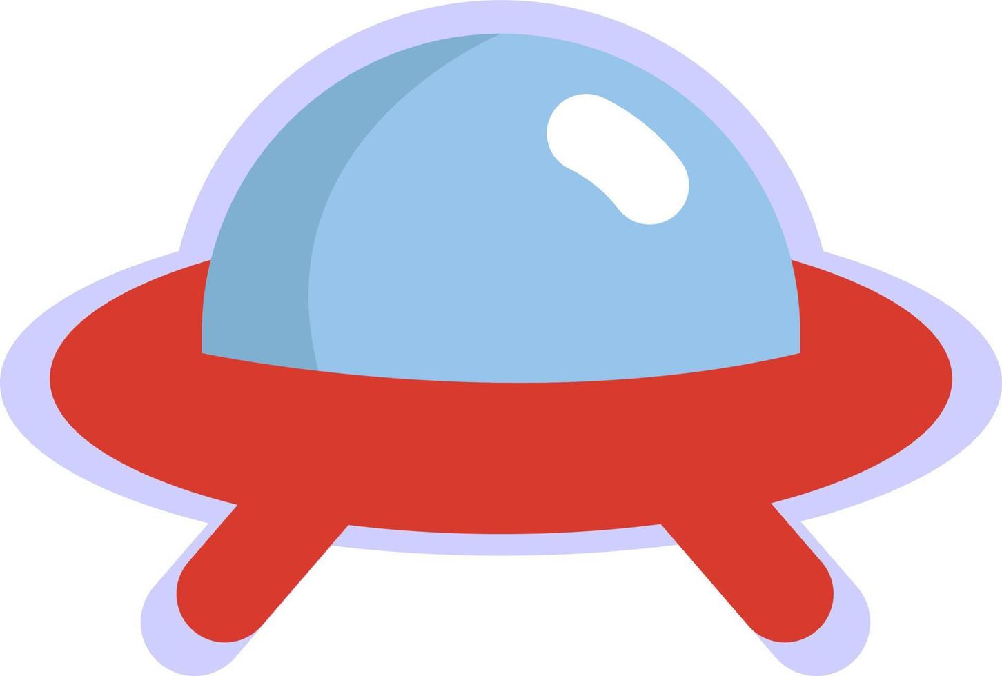 Red space UFO, illustration, vector on a white background.