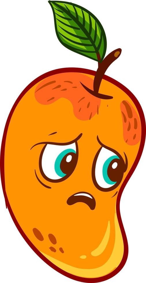 Sad mango, illustration, vector on white background