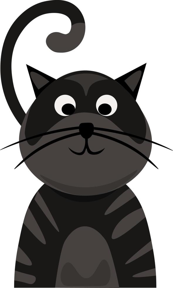 gato negro, ilustración, vector sobre fondo blanco.