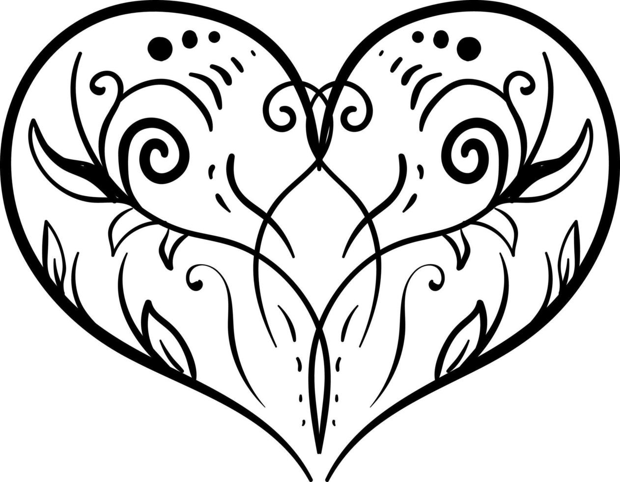 Heart drawing, illustration, vector on white background.