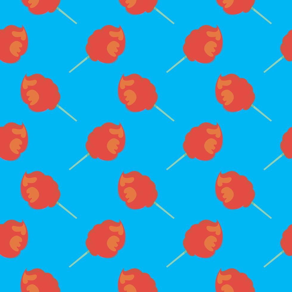 Red Candy floss,seamless pattern on light blue background. vector