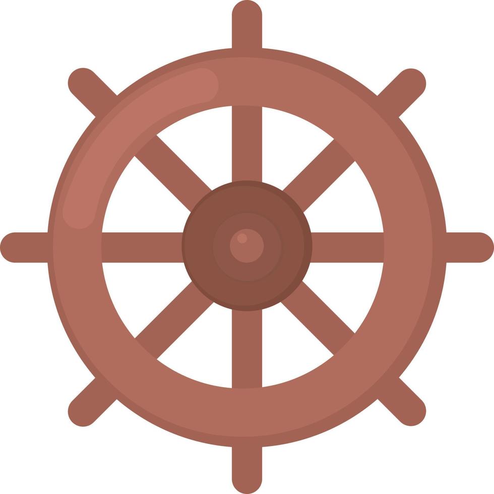 Wooden steering wheel, illustration, vector on white background.