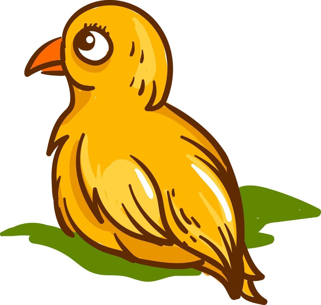 Pequeño pájaro amarillo , ilustración, vector sobre fondo blanco.