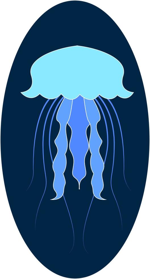 Blue jellyfish in sea, illustration, vector on white background.