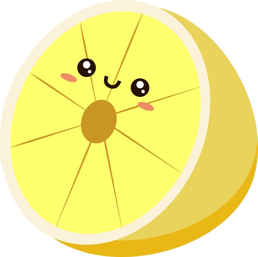 Half lemon, illustration, vector on white background.