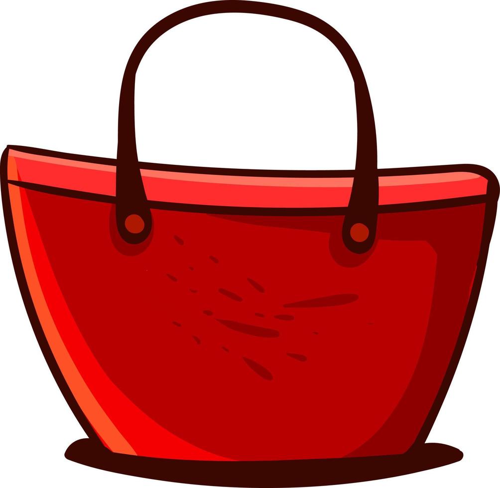 Bolsa de mujer roja, ilustración, vector sobre fondo blanco.