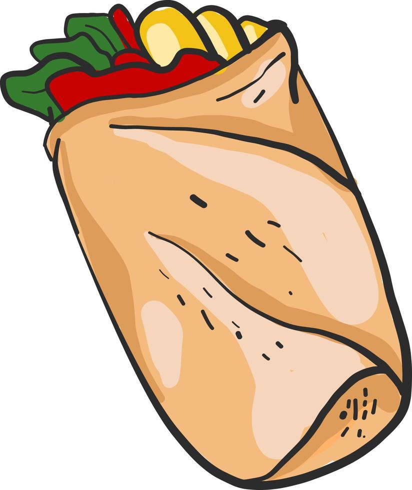 Fat taco , illustration, vector on white background