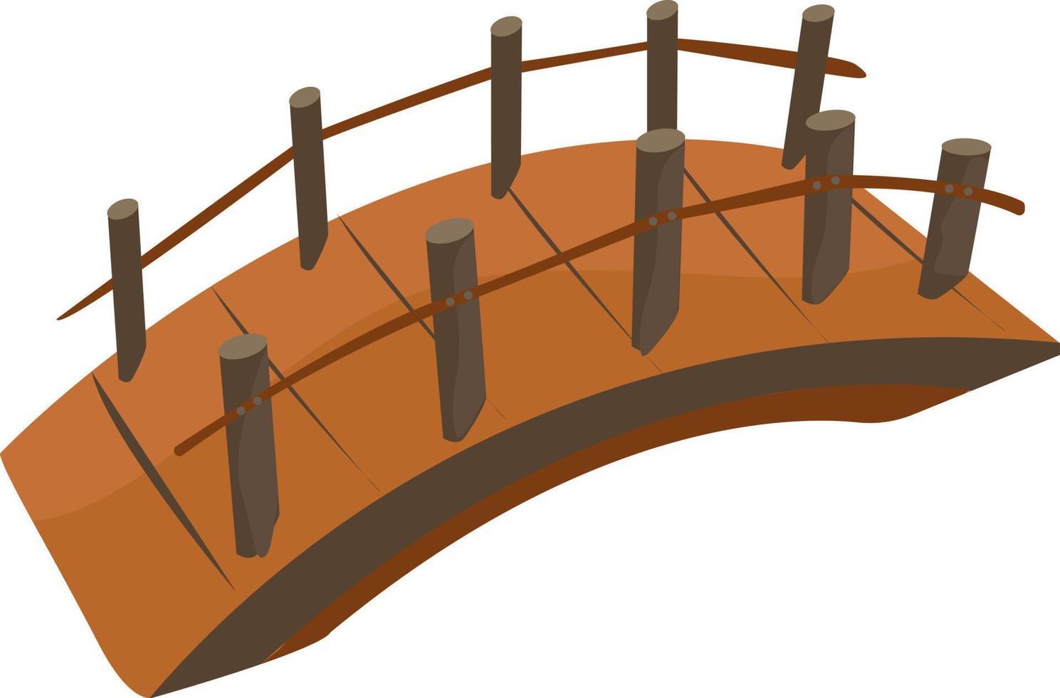 Wooden bridge, illustration, vector on white background