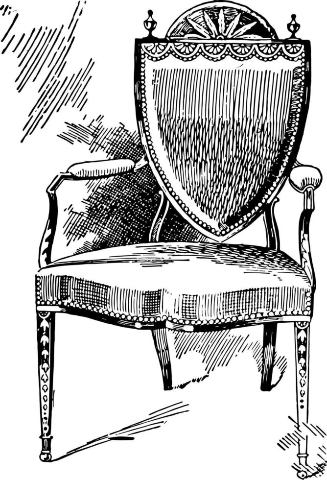 Hepple white Arm chair vintage illustration vector