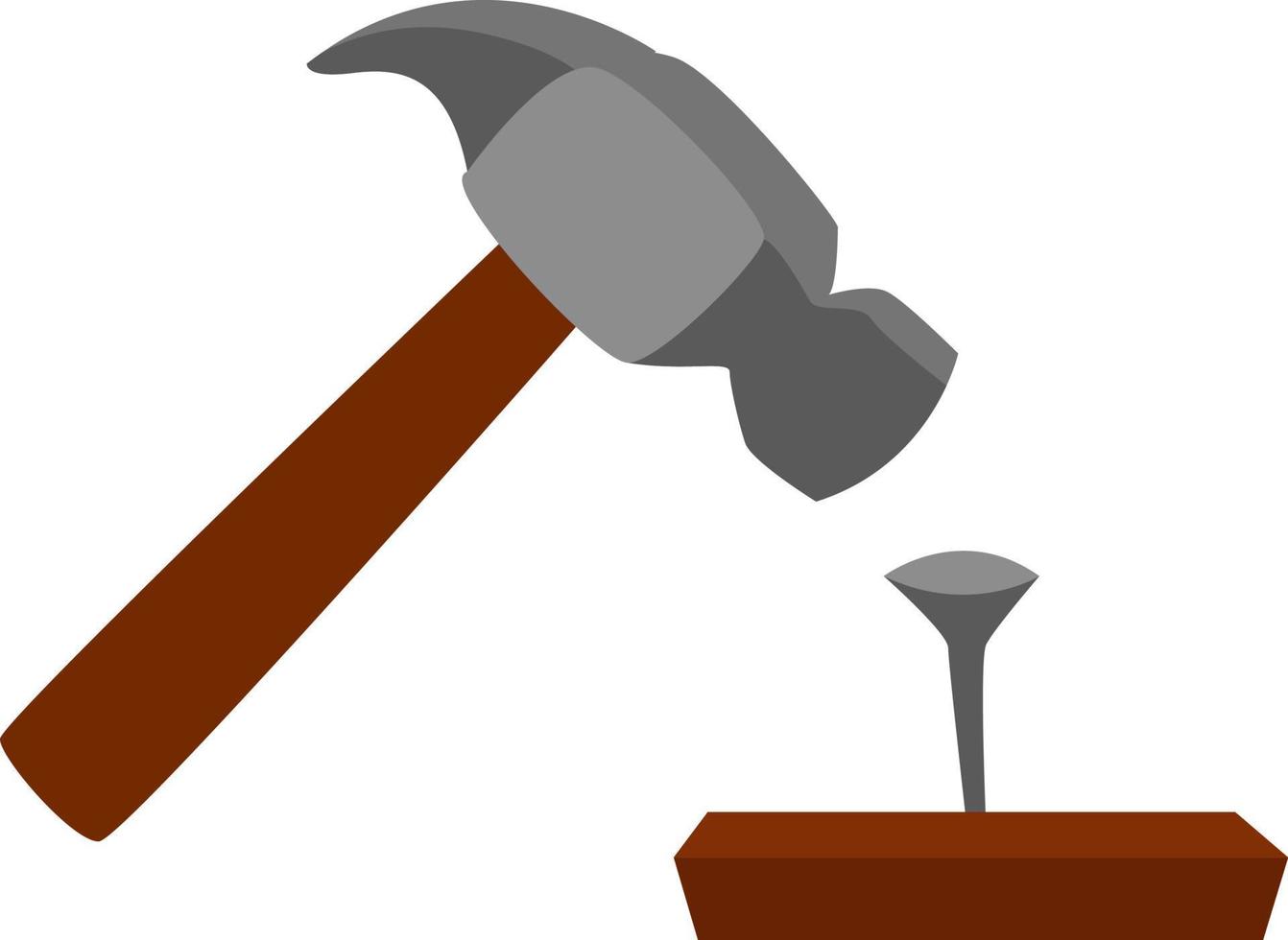 Hammer and nail, illustration, vector on white background.