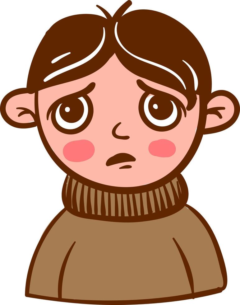 Sad boy, illustration, vector on white background