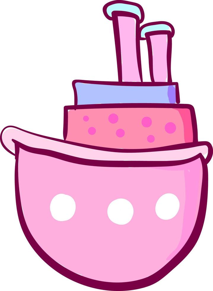 Big pink ship, illustration, vector on white background.