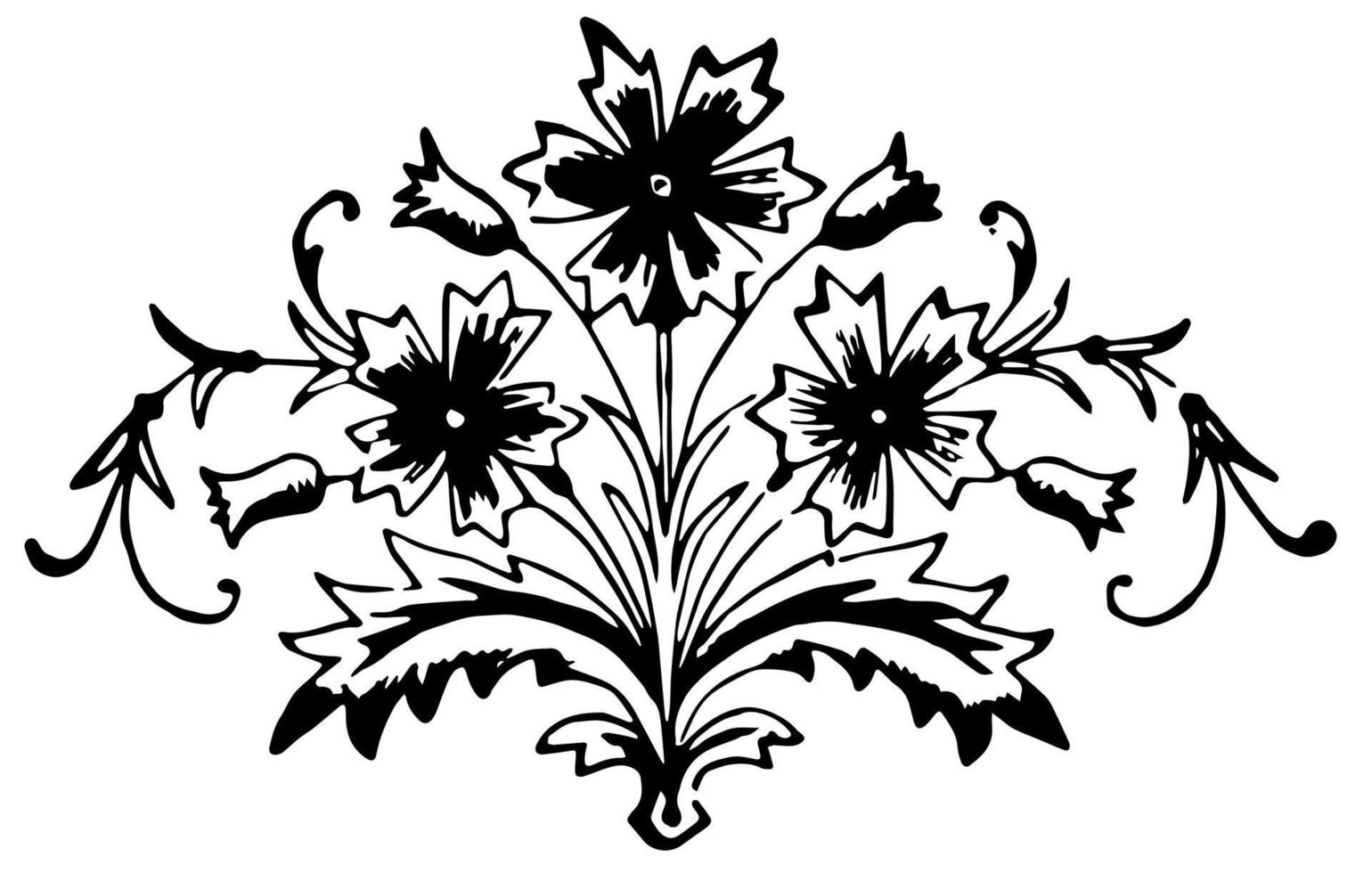 Floral motif is a decorative elements, vintage engraving. vector