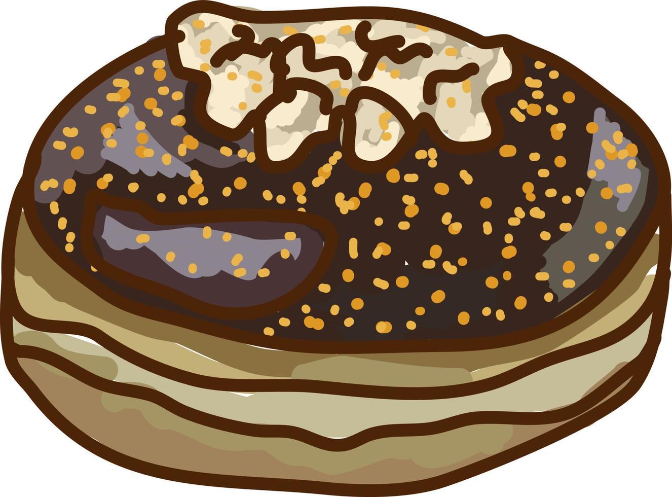 Donut de chocolate, ilustración, vector sobre fondo blanco.