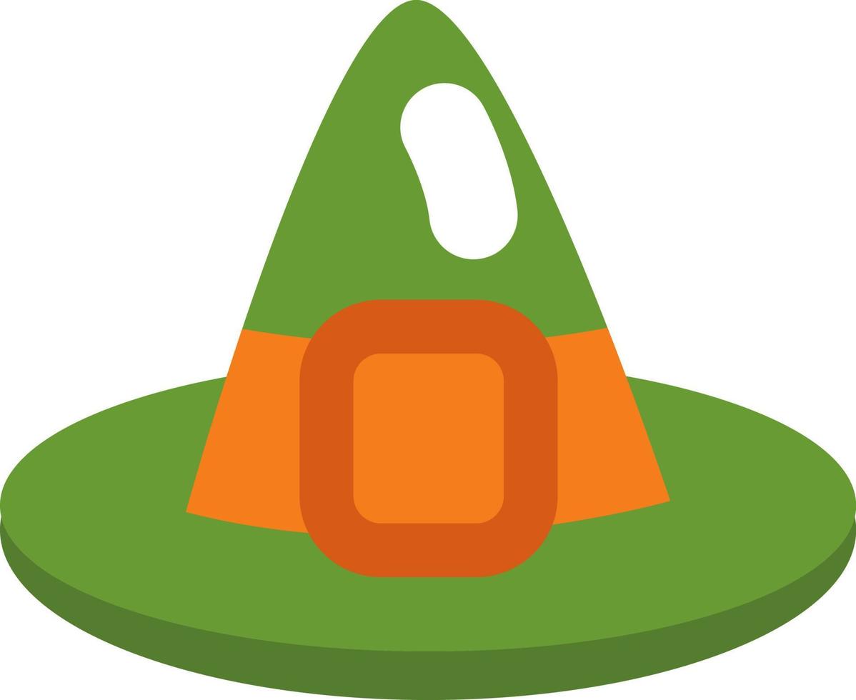 sombrero de bruja verde, ilustración, vector, sobre un fondo blanco. vector