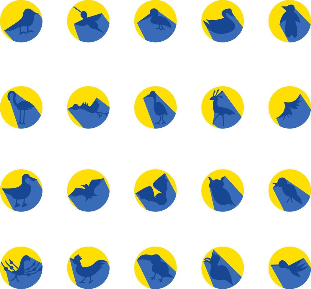 Blue birds icon pack, illustration, vector on a white background.
