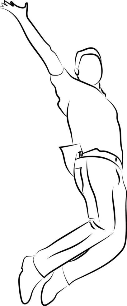 Happy man jumping, illustration, vector on white background.