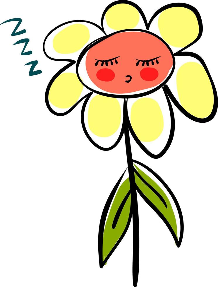 Sleeping flower, illustration, vector on white background.