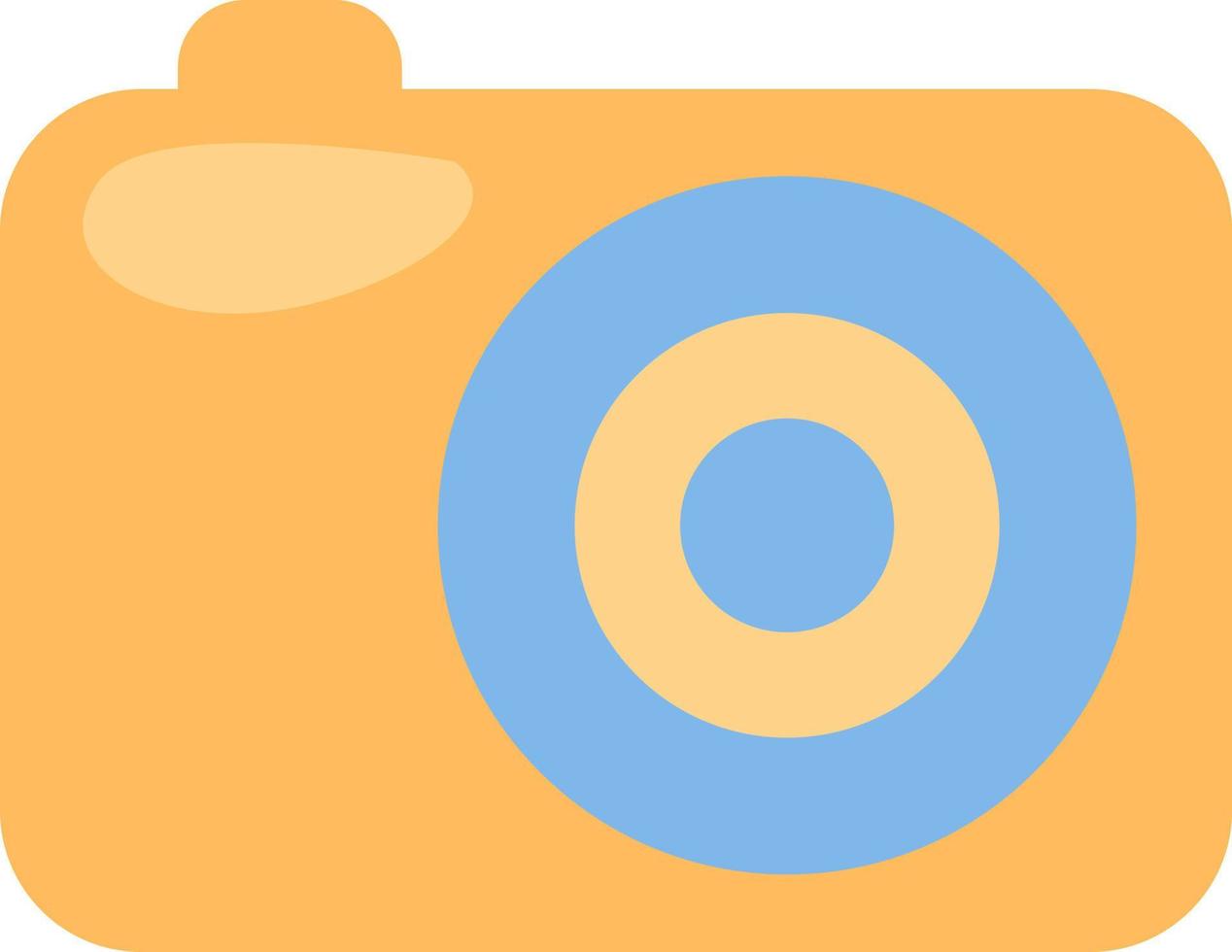 Yellow camera, illustration, vector on a white background.