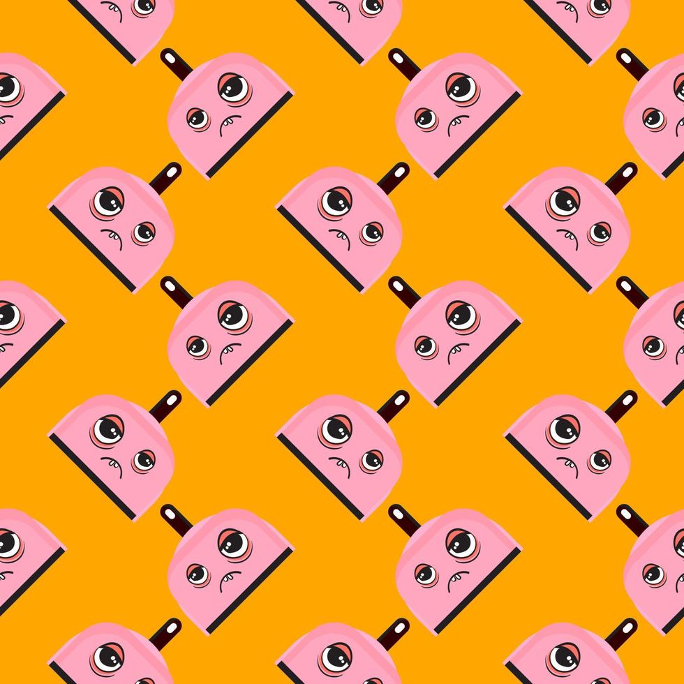 Tired dustpan, seamless pattern on orange background. 13720094 Vector