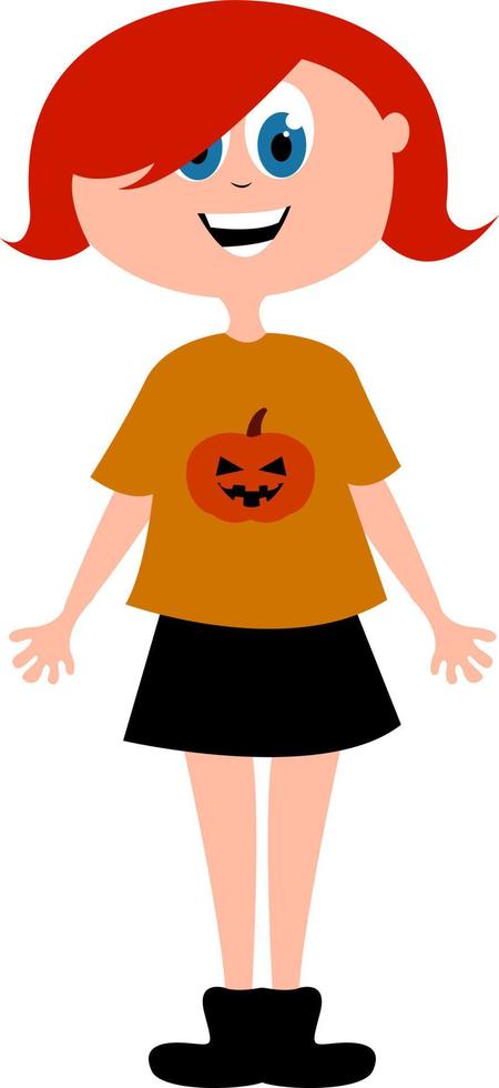 Shirt with pumpkin, illustration, vector on white background.