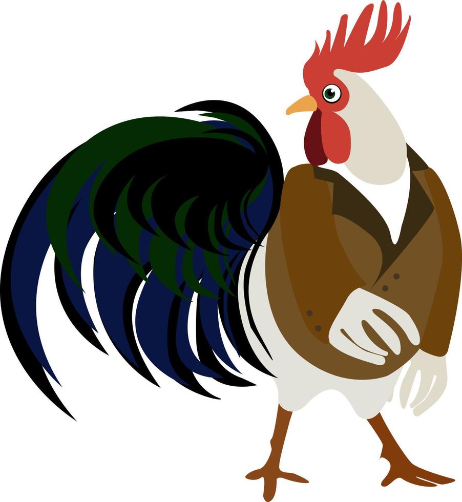 Rooster, illustration, vector on white background.