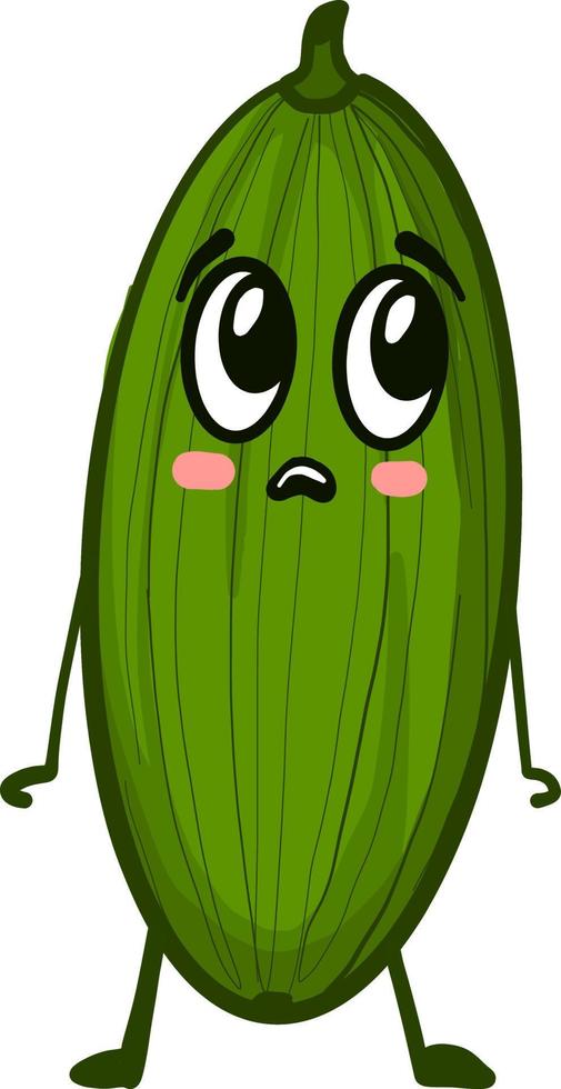 Scared cucumber , illustration, vector on white background