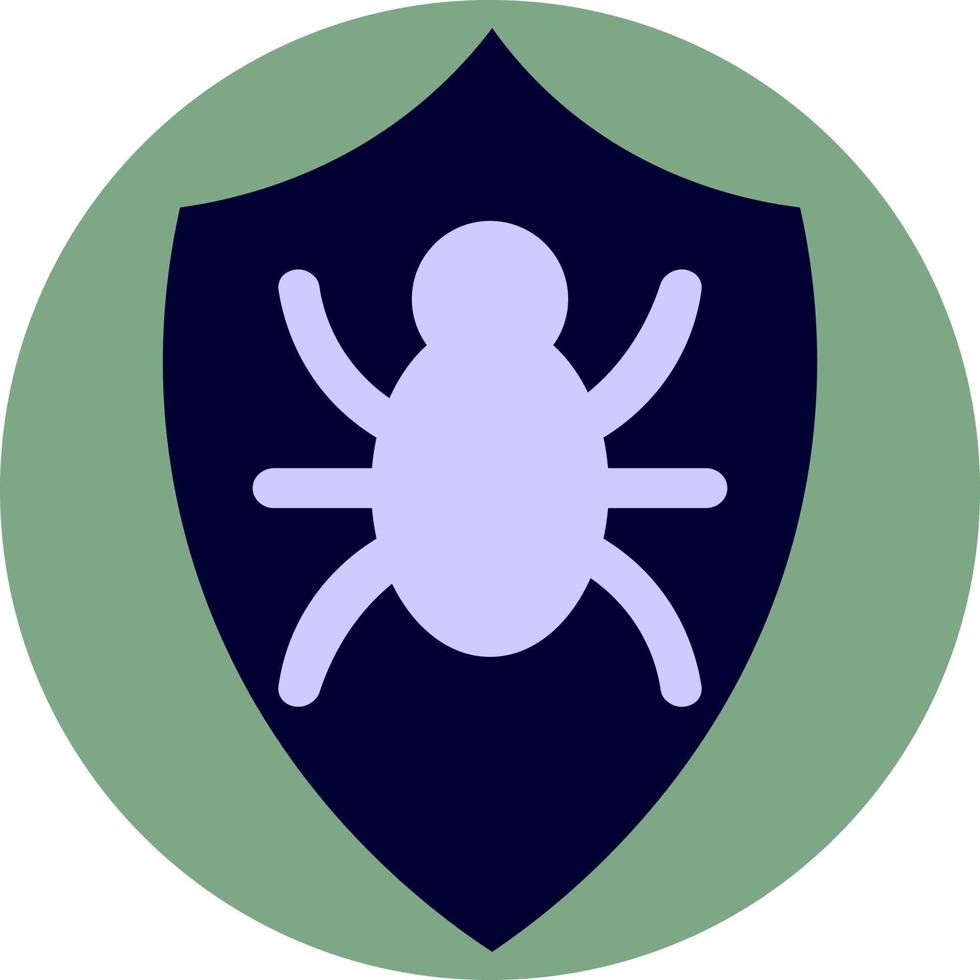 Shield with bug, illustration, vector on a white background.