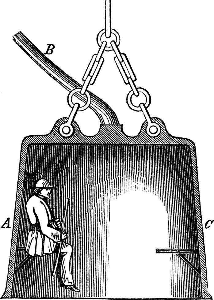campana de buceo, ilustración vintage. vector