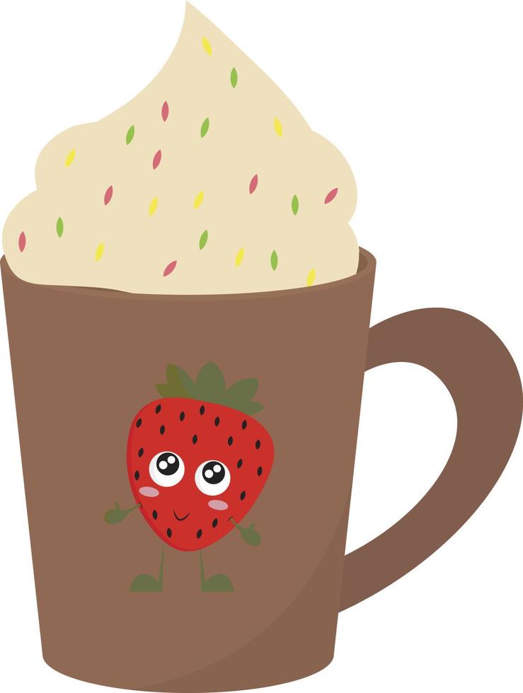 Hot chocolate, illustration, vector on white background.