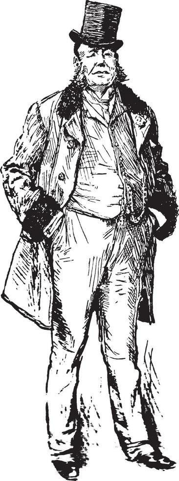 Man in Hat, vintage illustration vector