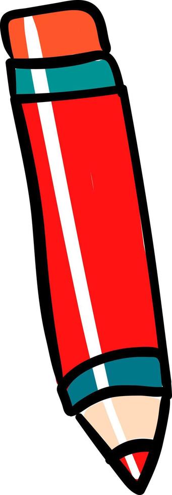 Lápiz rojo, ilustración, vector sobre fondo blanco.