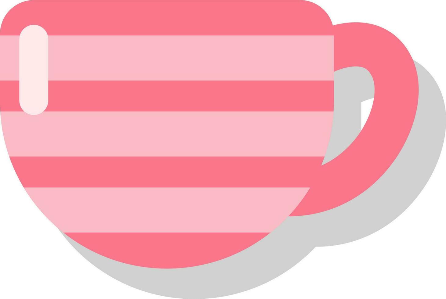 Pink cup with stripes, illustration, vector on a white background
